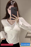 Long Sleeve Lace Backless Style Bandage Shirts