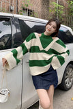 Long Sleeve Off Shoulder Striped Sweater