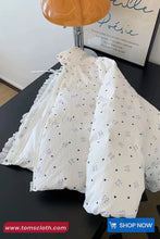 Loose Bow Printing Lace Drawstring Puffer Jacket