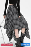 High Waist Loose A-Line Irregular Style Plaid Skirts