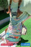 Cute Retro Cat Printed Long Skirts