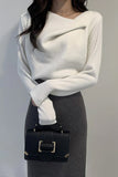 Long Sleeve Elegant Irregular Knitted Slim Sweater