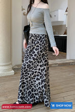 High Waist Retro Leopard Pattern Long Skirts