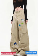Loose Sea Themes Pattern Embroidered Casual Pants