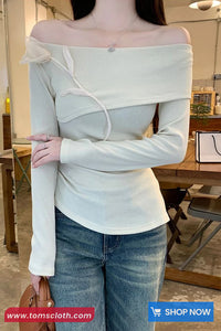 Long Sleeve 3D Flower Slash Neck Casual Shirts