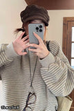 Loose Striped Style O-Neck Women Sweater