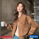 Long Sleeve Vintage Suede Baseball Jacket