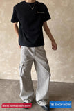 Vintage Cargo Pocket Grey Denim Men Pants