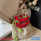 Roses Flower Crochet Hollow Out Tote Bag