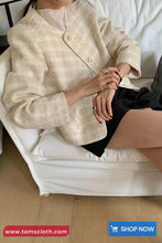 Long Sleeve Vintage Plaid Winter Tweed Jacket