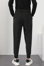 Elastic Waist Slim Pleated Long Men Pants