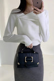 Long Sleeve Elegant Irregular Knitted Slim Sweater