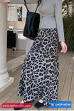 High Waist Retro Leopard Pattern Long Skirts