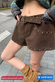 Low Waist Retro Suede Style Shorts