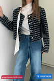 Long Sleeve Elegant Striped Tweed Jacket