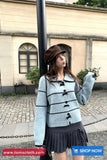 Long Sleeve Striped Cute Bow Knitted Sailor Collar Sweater