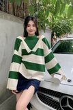 Long Sleeve Off Shoulder Striped Sweater