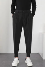 Elastic Waist Slim Pleated Long Men Pants