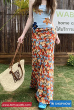 Loose A-Line Floral Pattern Summer Boho Long Skirts