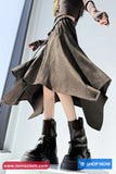 Loose Vintage Suede Irregular Skirts