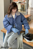 Loose Thick Plush Collar Puffer Coat Jacket