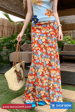 Loose A-Line Floral Pattern Summer Boho Long Skirts