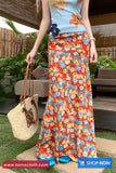 Loose A-Line Floral Pattern Summer Boho Long Skirts