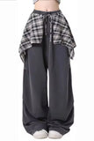Loose Plaid Spliced Hip Hop Dancing Long Pants