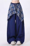 Loose Plaid Spliced Hip Hop Dancing Long Pants