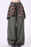 Loose Plaid Spliced Hip Hop Dancing Long Pants