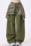 Loose Plaid Spliced Hip Hop Dancing Long Pants