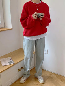 Long Sleeve Vintage O-Neck Sweater