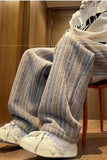 High Waist Retro Striped Woolen Men Pants