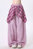 Loose Plaid Spliced Hip Hop Dancing Long Pants