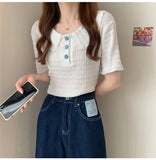 Cute Little Daisy Button Slim Shirt