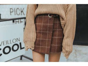 Woolen Plaid Retro Skirt 