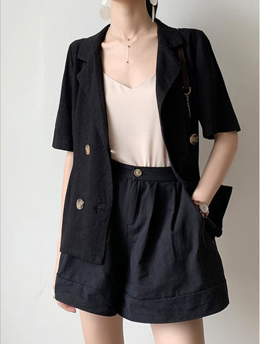 High Waist Wide Leg Casual Cotton Shorts