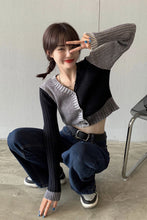 V-Neck Two Colors Cropped Cardigan Slim Sweater