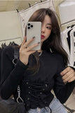 Long Sleeve O-Neck Sexy Bandage Shirts