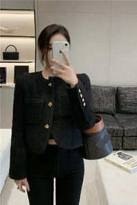 Long Sleeve Solid Stylish Black Jackets