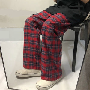 Loose Classic Red Plaid Pants