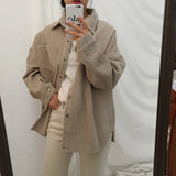 Loose Retro Solid Corduroy Blouse Shirt