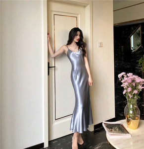 Sexy Long Slim Satin Dress