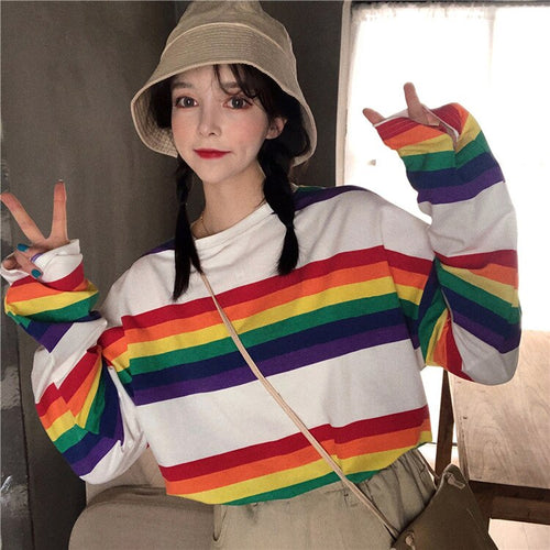 Rainbow Striped Long Sleeve Shirt