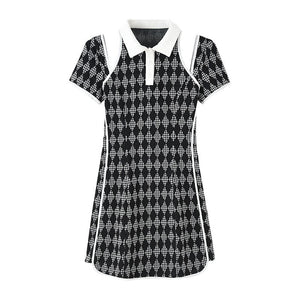 Sexy Argyle Pattern Hollow Out Dress