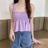 Sexy Slim Solid Fold Camis Crop TopsSexy Slim Solid Fold Camis Crop Tops