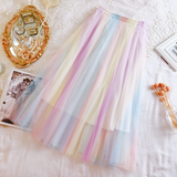 Colorful Rainbow Color Tulle Mesh Skirt