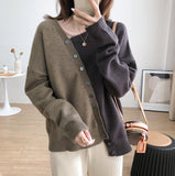 Two Colors Irregular Style Long Sleeve Sweater