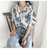 Retro Short Sleeve Summer Blouse Shirt