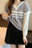 Long Sleeve Cute Ruffles Style Striped Sweater